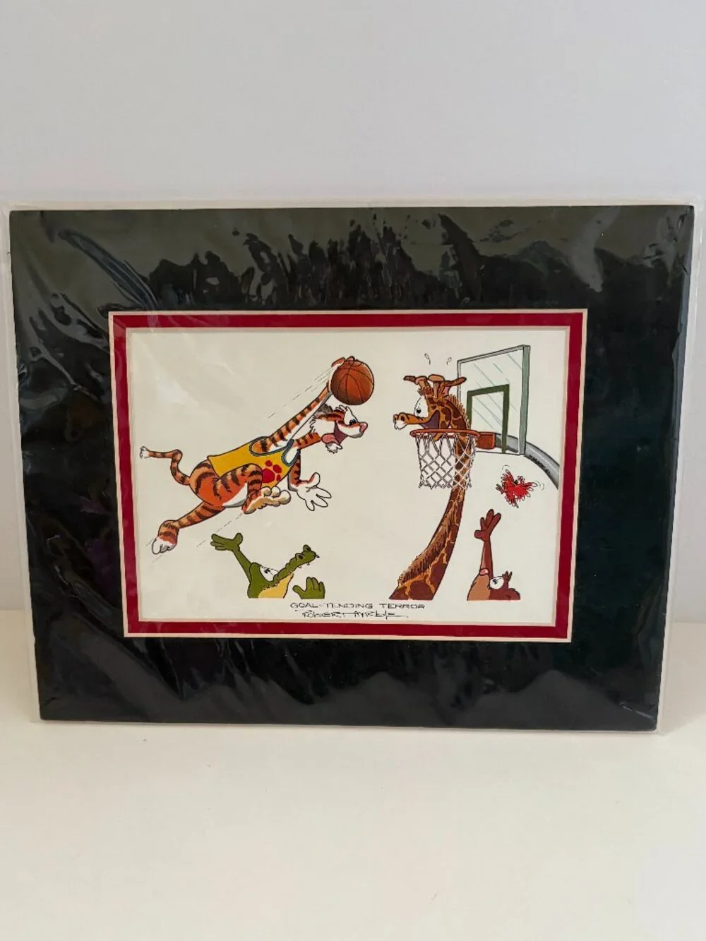 Robert Marble Goal Tending Terror Basketball Animal Cartoon Art Print Matted 8x6